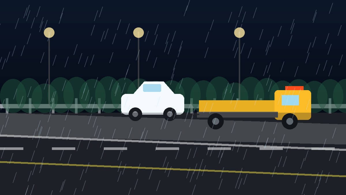 浙江暴雨夜拖车救援现场图